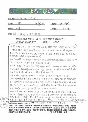 「膝痛、うつ状態から元気になりました。」